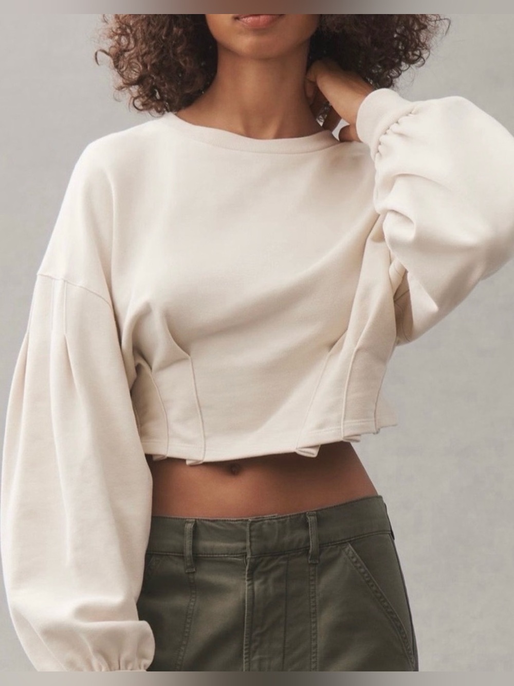Anthropologie Waisted Crop Pullover Size S